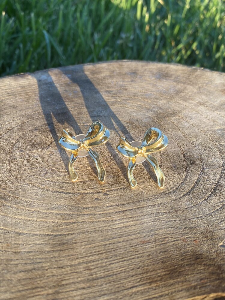 Çelik gold ribbon küpe