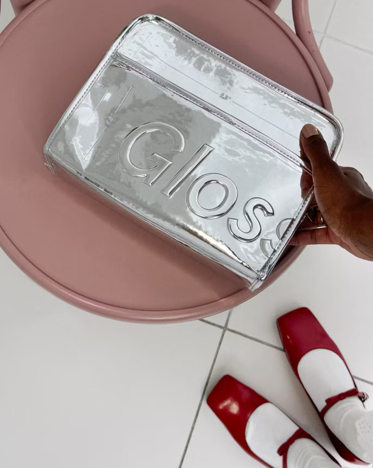 Glossier limited Chrome Beauty Bag