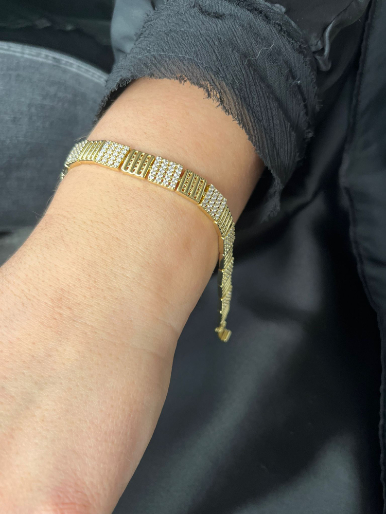 Premium Zirkon Taşlı Gold Bileklik