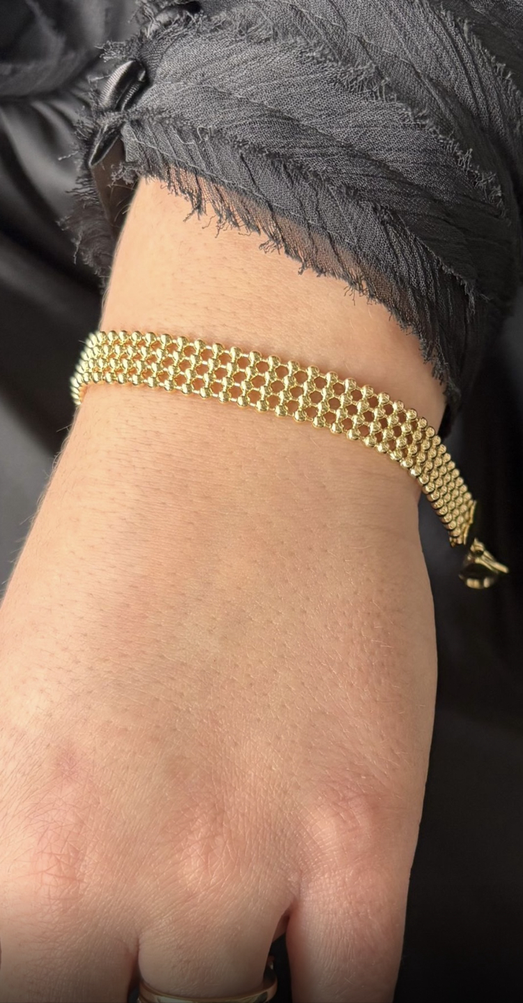 Premium Kalp Detaylı Gold Bileklik