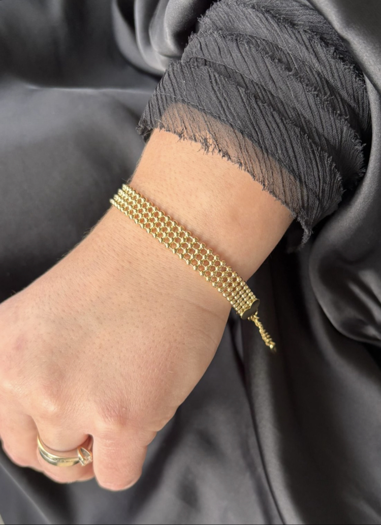 Premium Kalp Detaylı Gold Bileklik