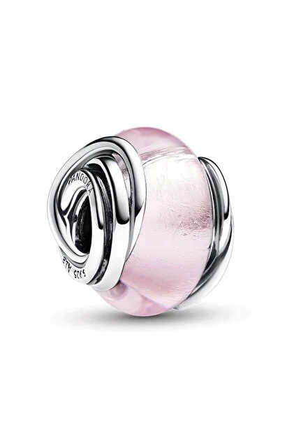 Etrafı Çevrili Pembe Murano Cam Charm