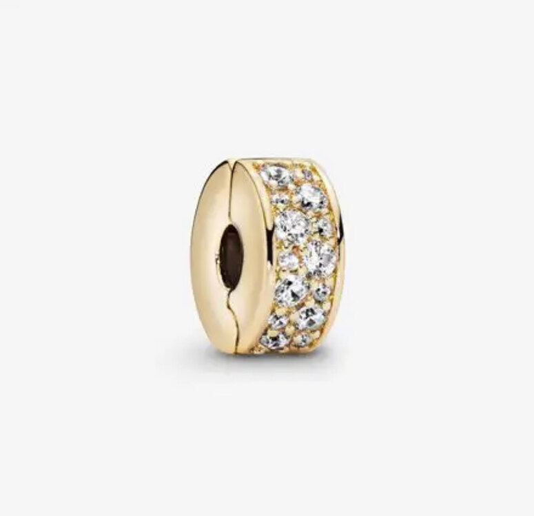Gold Şeffaf Pavé Klips Charm