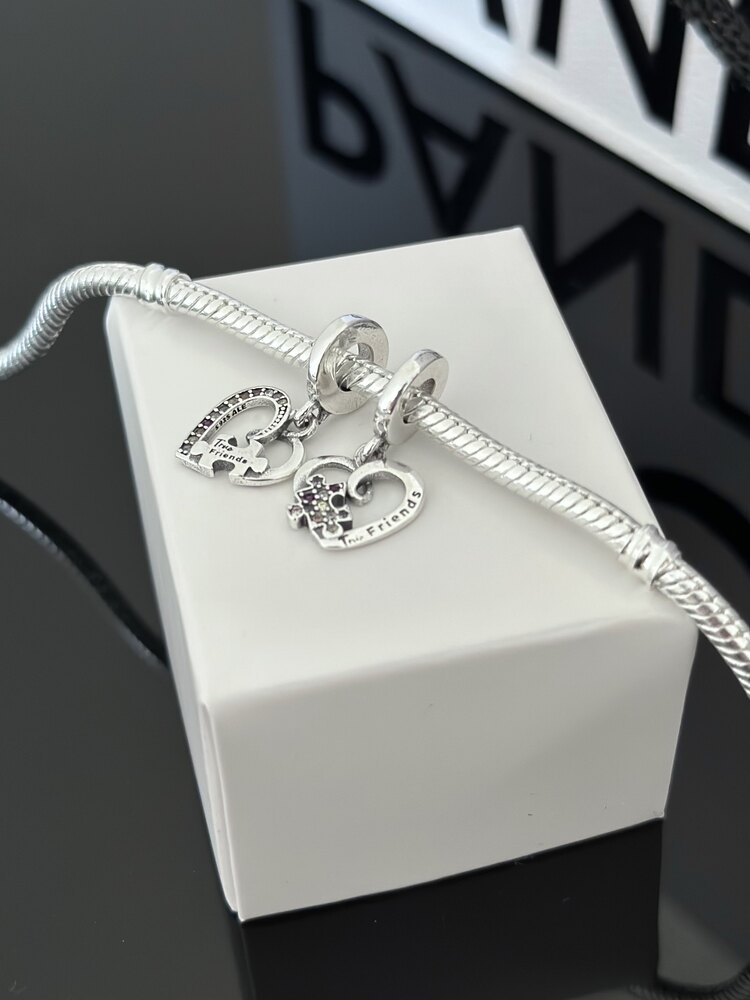 Puzzle Parçası ve Kalpli Arkadaşlık Sallantılı Charm