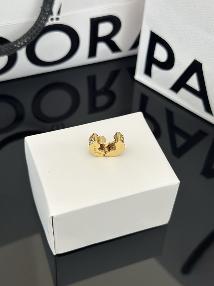 Gold Şeffaf Pavé Klips Charm