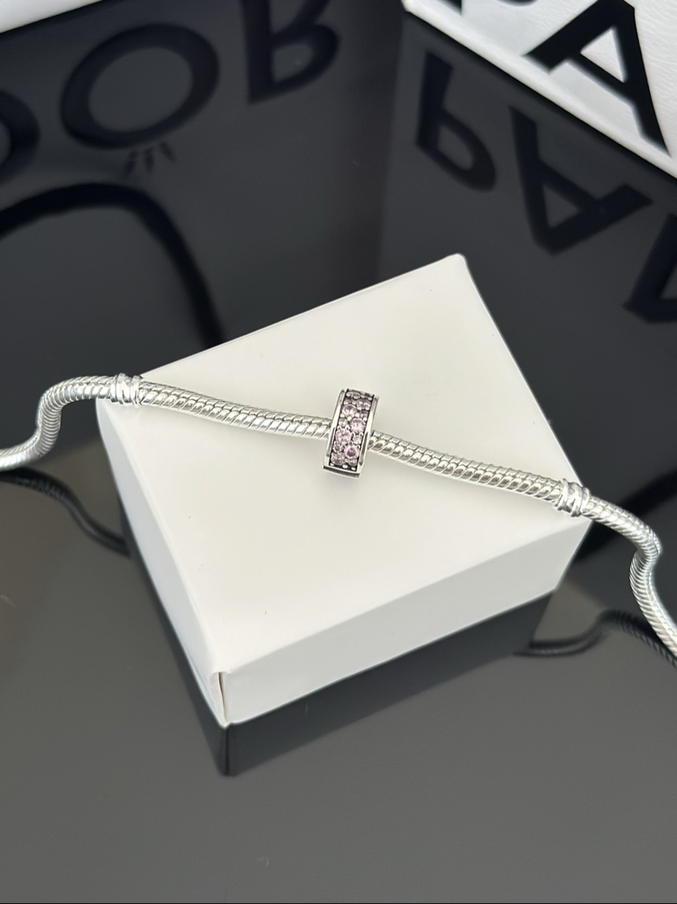 Pembe Pave Klips Charm