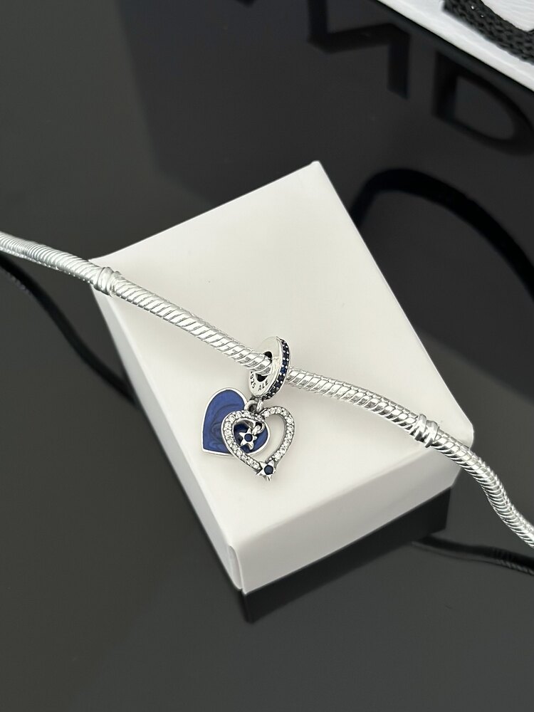 Kayan Yıldız Kalp Çift Sallantılı Charm 
