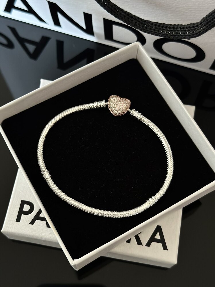 Pembe Işıltılı Pave Kalp Bileklik