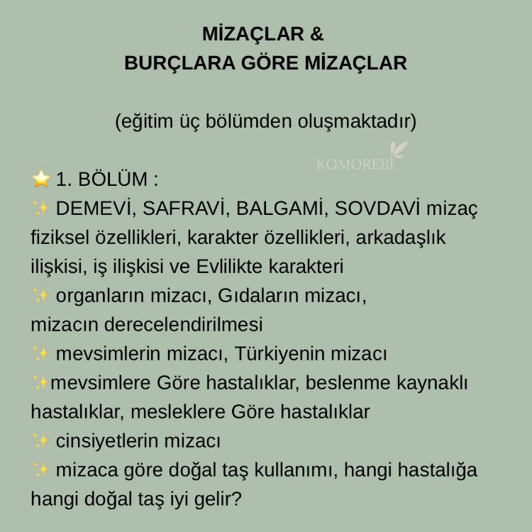 mizaç ve burçlar eğitimi ( kayıt eğitim)