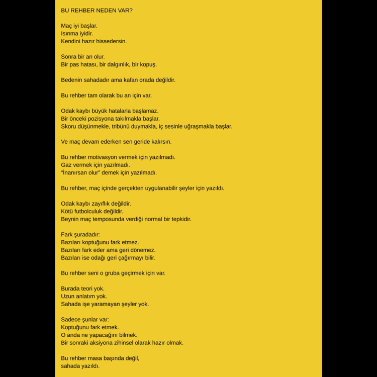 Maç Boyu Odakta Kalma – Konsantrasyon Mini Rehberi (PDF)
