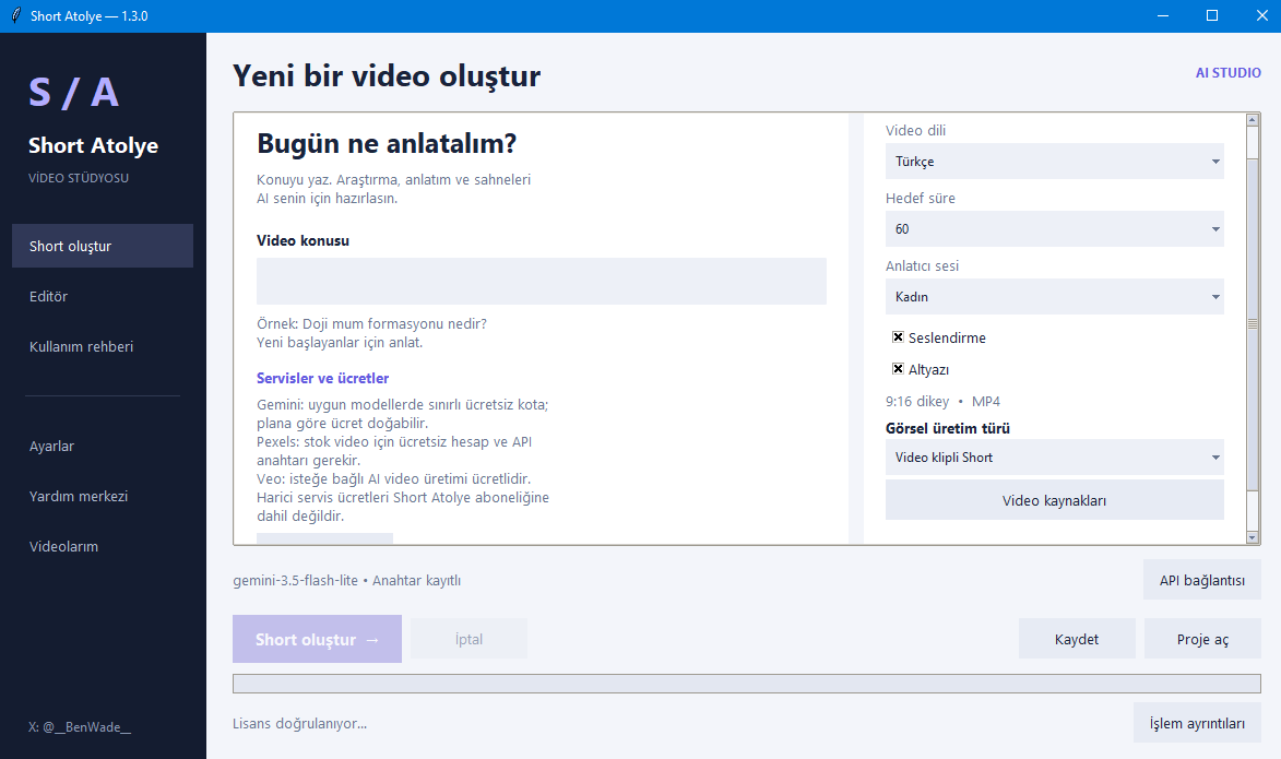 Short Atölye – 30 Günlük Lisans