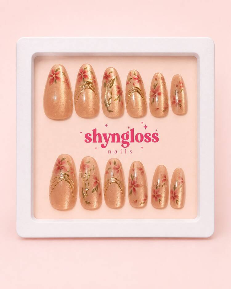 No.31 — Bronz zemin, pembe çiçek