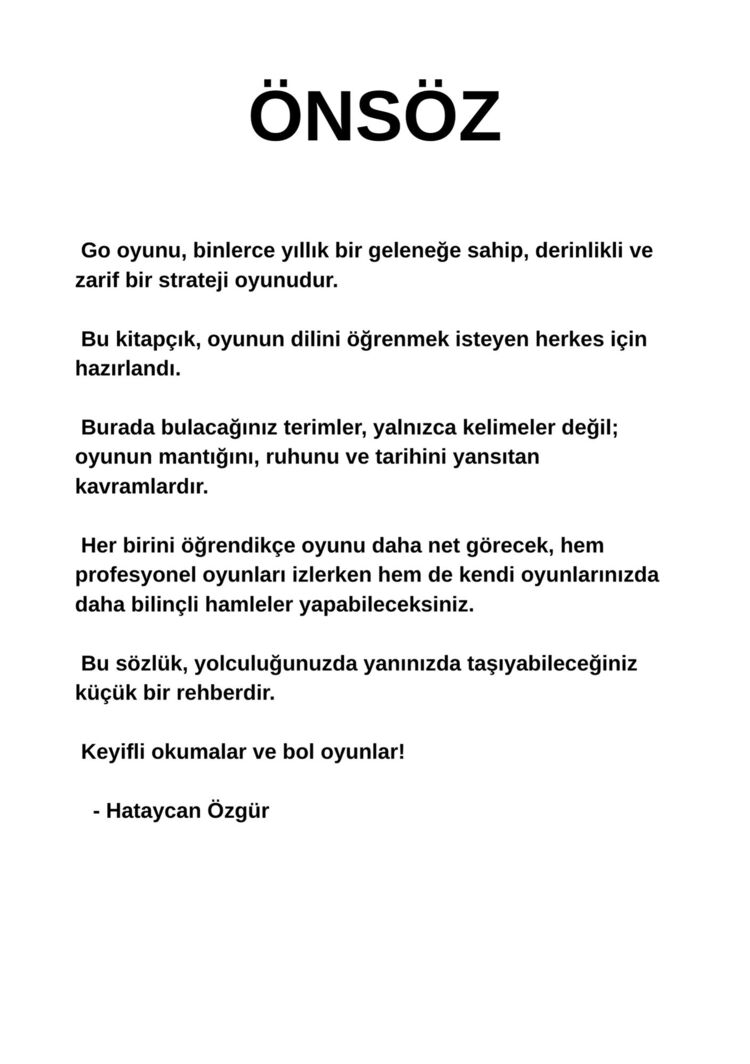Go Terimler Sözlüğü