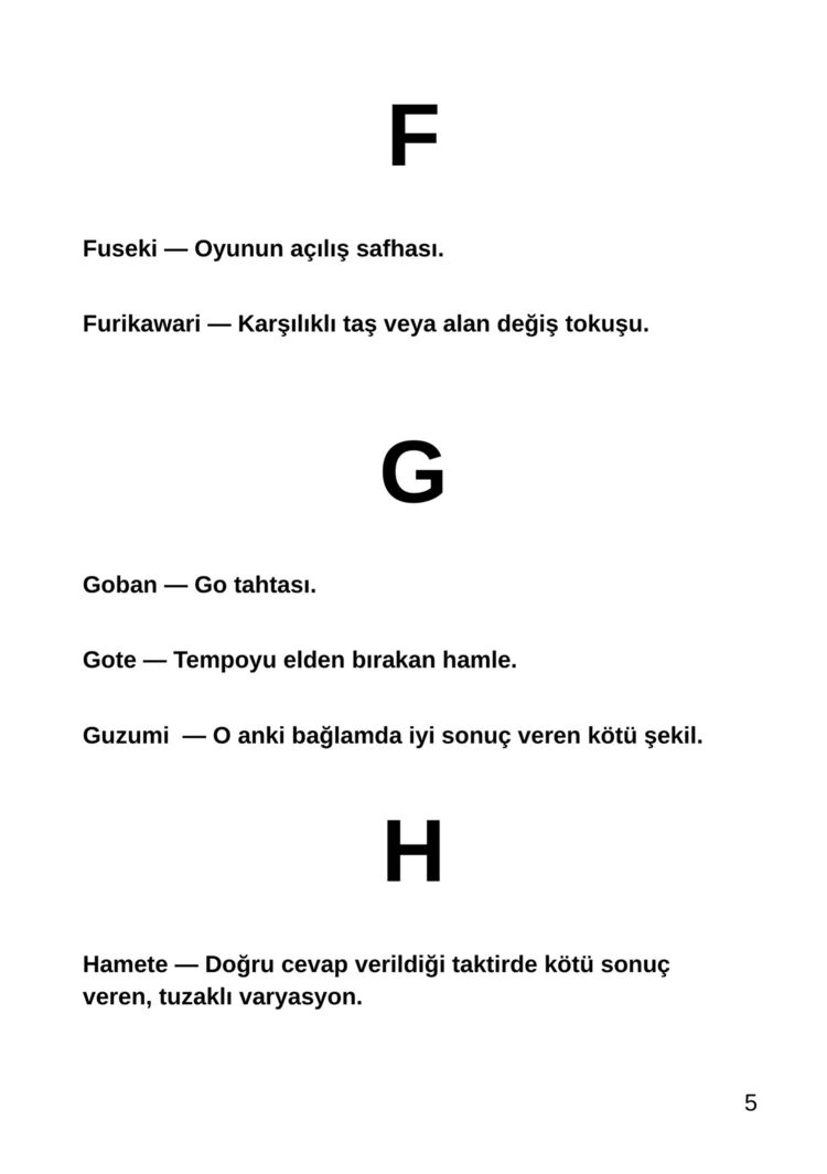 Go Terimler Sözlüğü