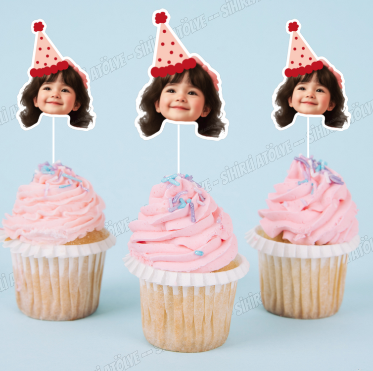 Fotoğraflı Cupcake Süsleri 6'lı