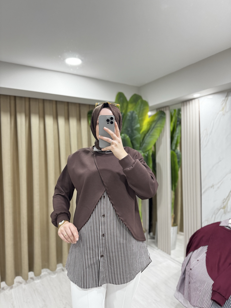 Puane gömlek detaylı Sweatshirt