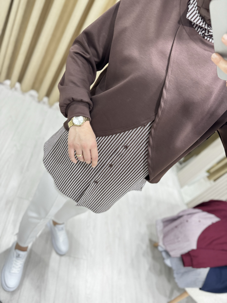 Puane gömlek detaylı Sweatshirt