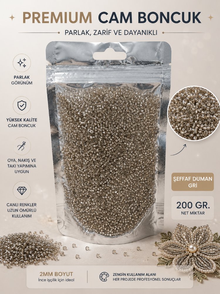 200gr Gümüş Cam Boncuk 2.1mm