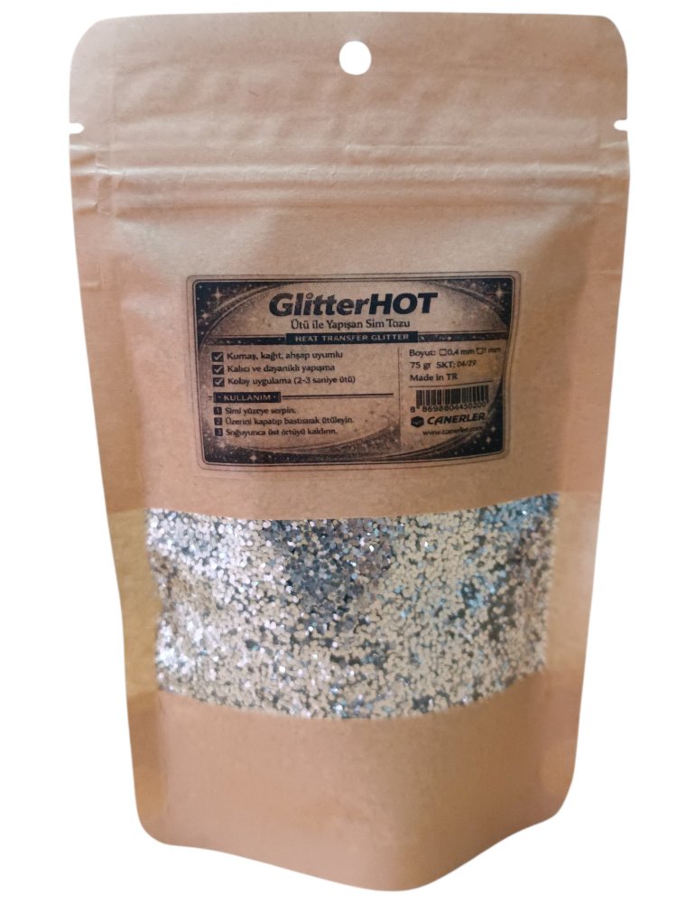 ütüyle Yapışan Toz Sim Gümüş 1mm Glitter Hot