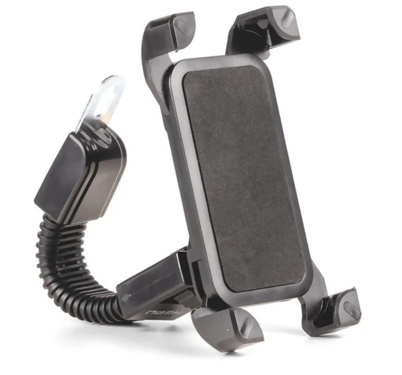 HEPU HP-A18 Motosiklet Dikiz Aynası Telefon Tutucu Esnek Boyun+360° Dönebilir Başlık