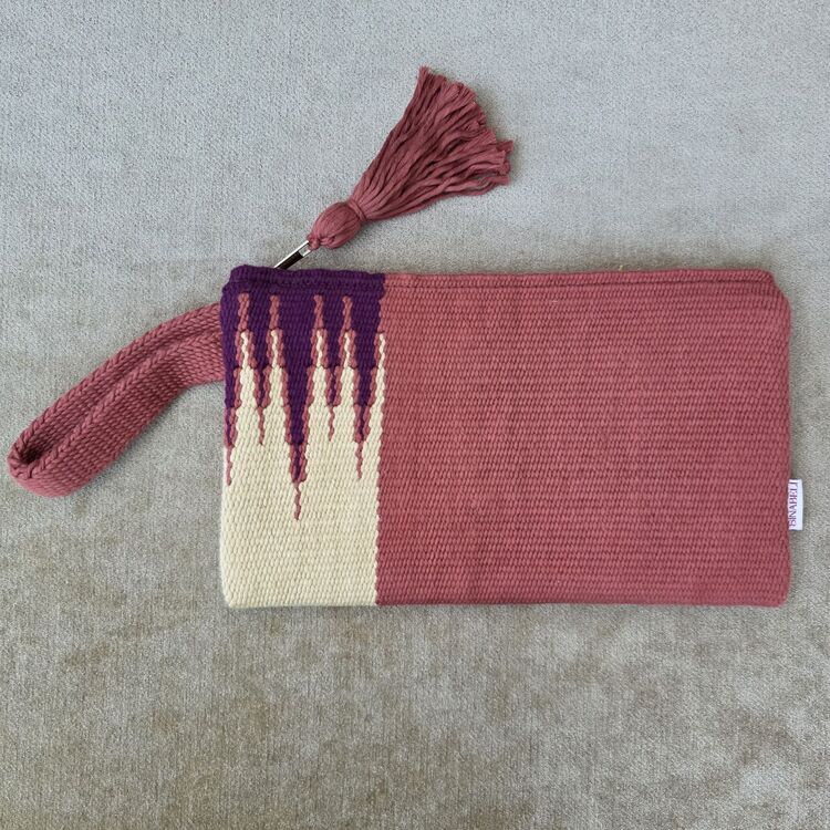+9 renk/Sarkıt el dokuma pamuk portföy çanta- Handwoven cotton clutch
