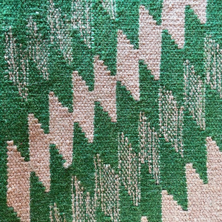 Yeşil Yıldız El Dokuma Yün Kilim (Green Star Hand-woven Wool Kilim Rug) - AMI0007