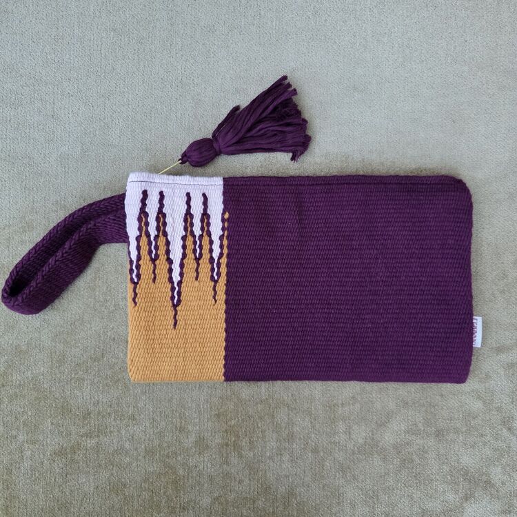+9 renk/Sarkıt el dokuma pamuk portföy çanta- Handwoven cotton clutch