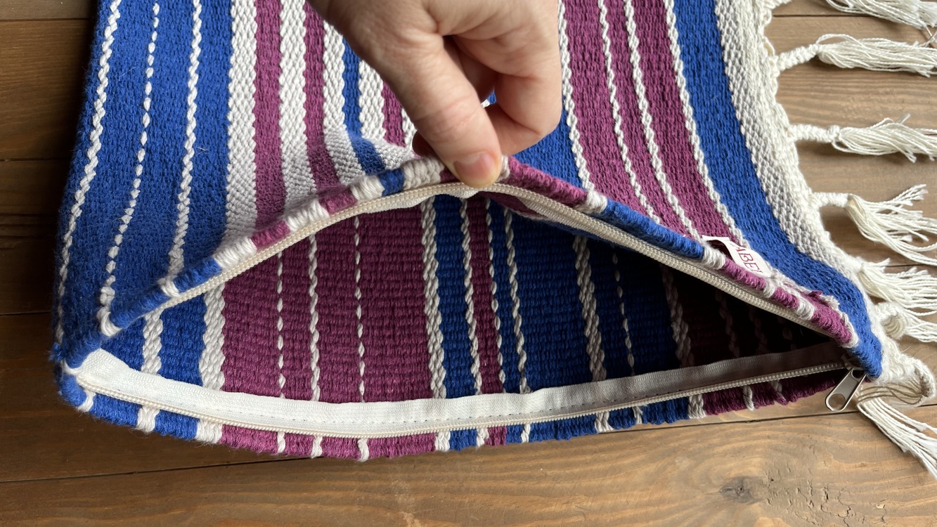 12 El Dokuma Pamuk Kilim ve Kırlent Kılıfı Seti (Hand-woven Cotton Rug & Throw Pillow Cover)