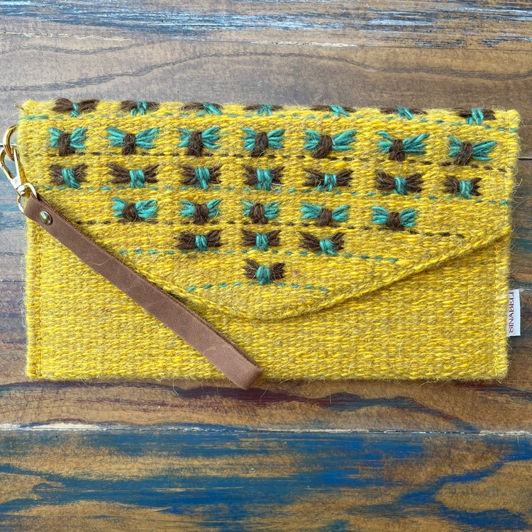+7 renk/Kelebek Elde Yün Dokuma Çanta (Hand-woven Wool Clutch)