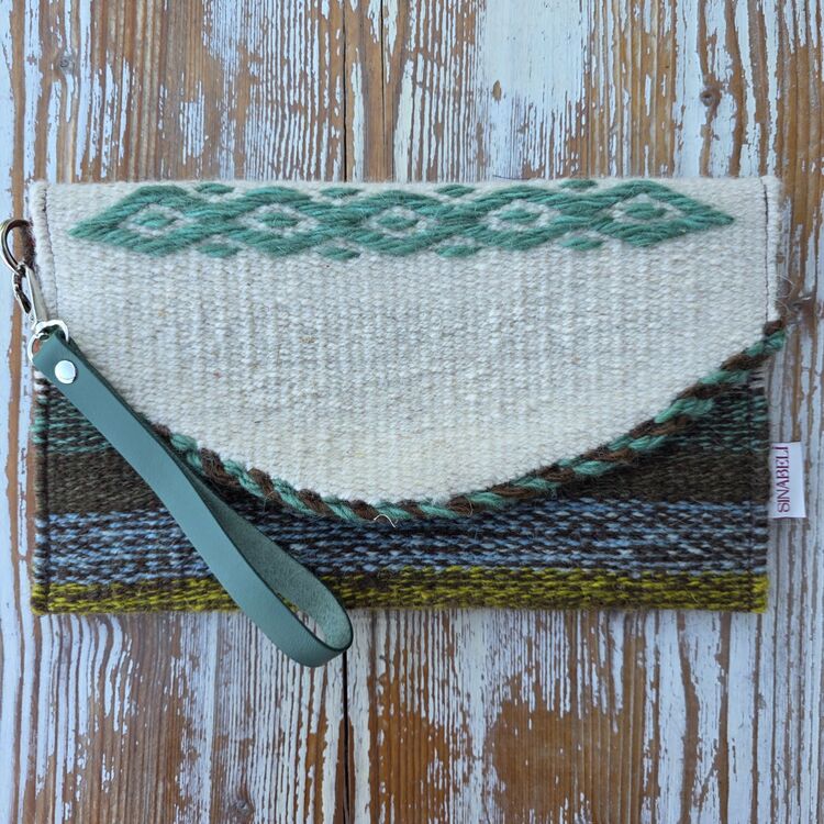 +10 renk/Baklava Elde Yün Dokuma Çanta (Hand-woven Wool Clutch)