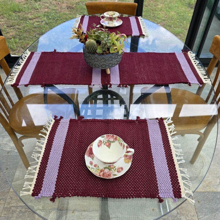 Diğer renkler için tıklayın. El dokuma pamuk servis/runner - Handwoven cotton placemats&runner