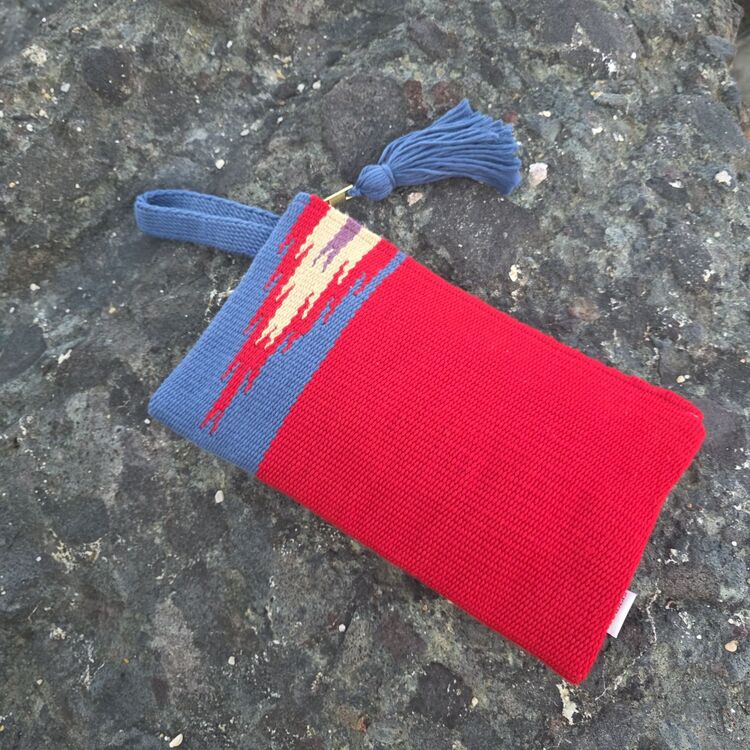 +9 renk/Göz el dokuma pamuk portföy - Handwoven cotton clutch