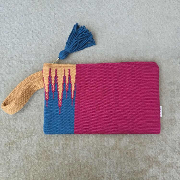 +9 renk/Sarkıt el dokuma pamuk portföy çanta- Handwoven cotton clutch