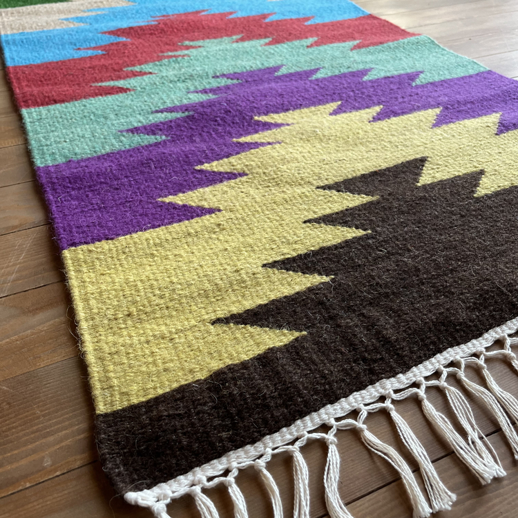 Gökkuşağı Göz El Dokuma Yün Kilim (Rainbow Eye Hand-woven Wool Kilim Rug)