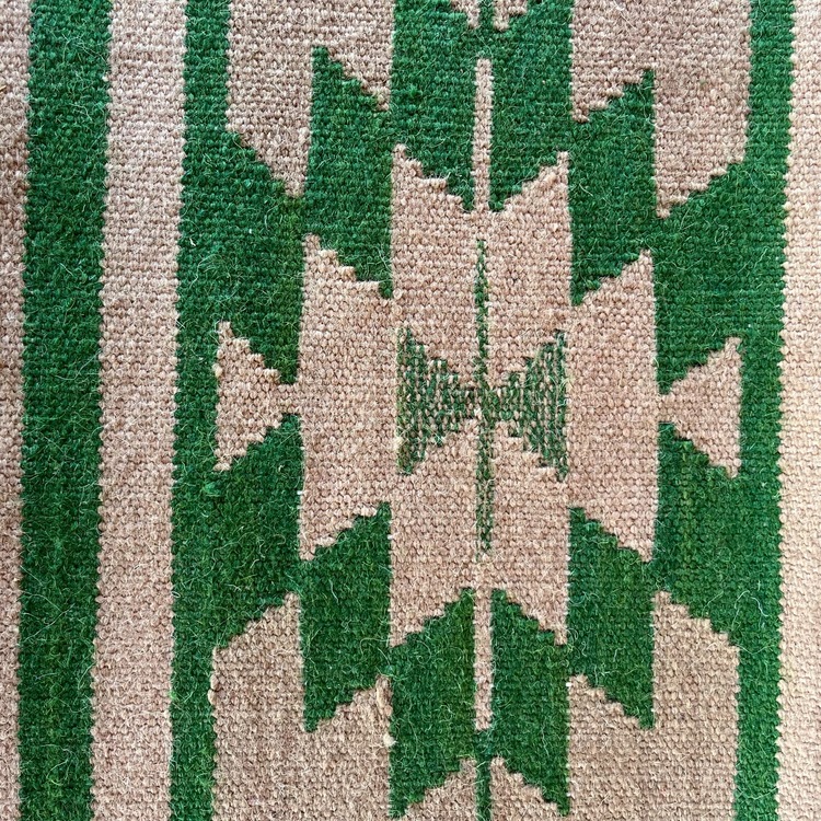 Yeşil Yıldız El Dokuma Yün Kilim (Green Star Hand-woven Wool Kilim Rug) - AMI0007