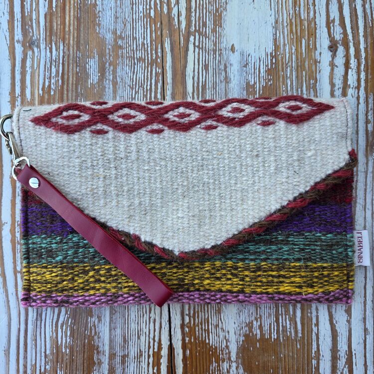 +10 renk/Baklava Elde Yün Dokuma Çanta (Hand-woven Wool Clutch)