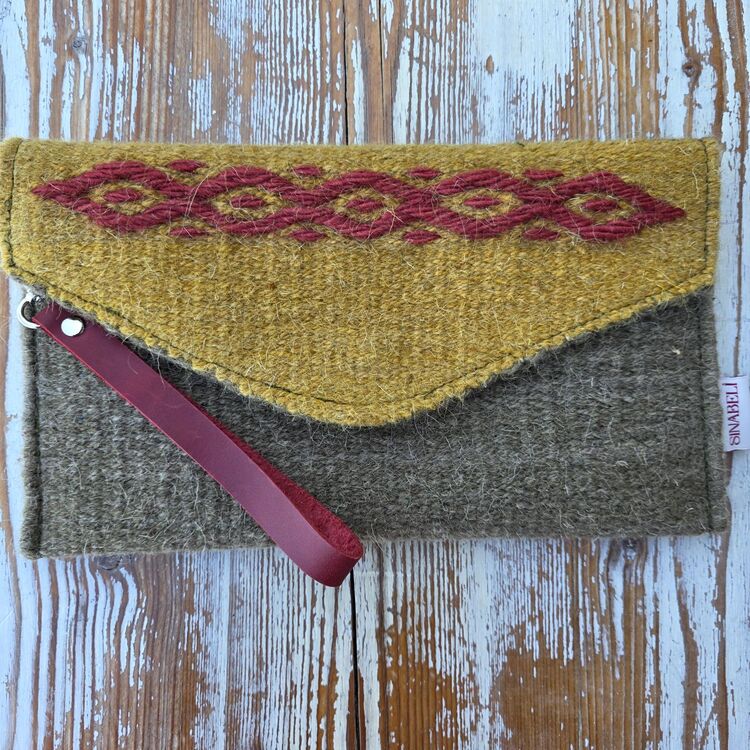 +10 renk/Baklava Elde Yün Dokuma Çanta (Hand-woven Wool Clutch)