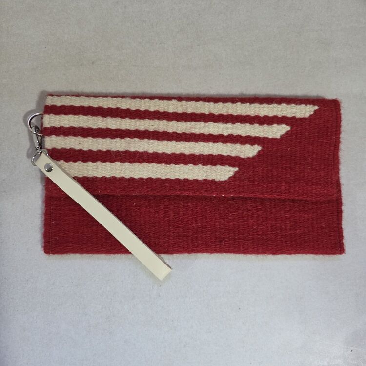 +9 renk/Çubuklu Elde Yün Dokuma Çanta (Hand-woven Wool Clutch)