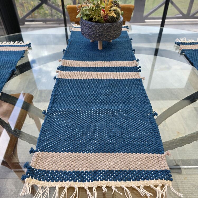 Diğer renkler için tıklayın. El dokuma pamuk servis/runner - Handwoven cotton placemats&runner