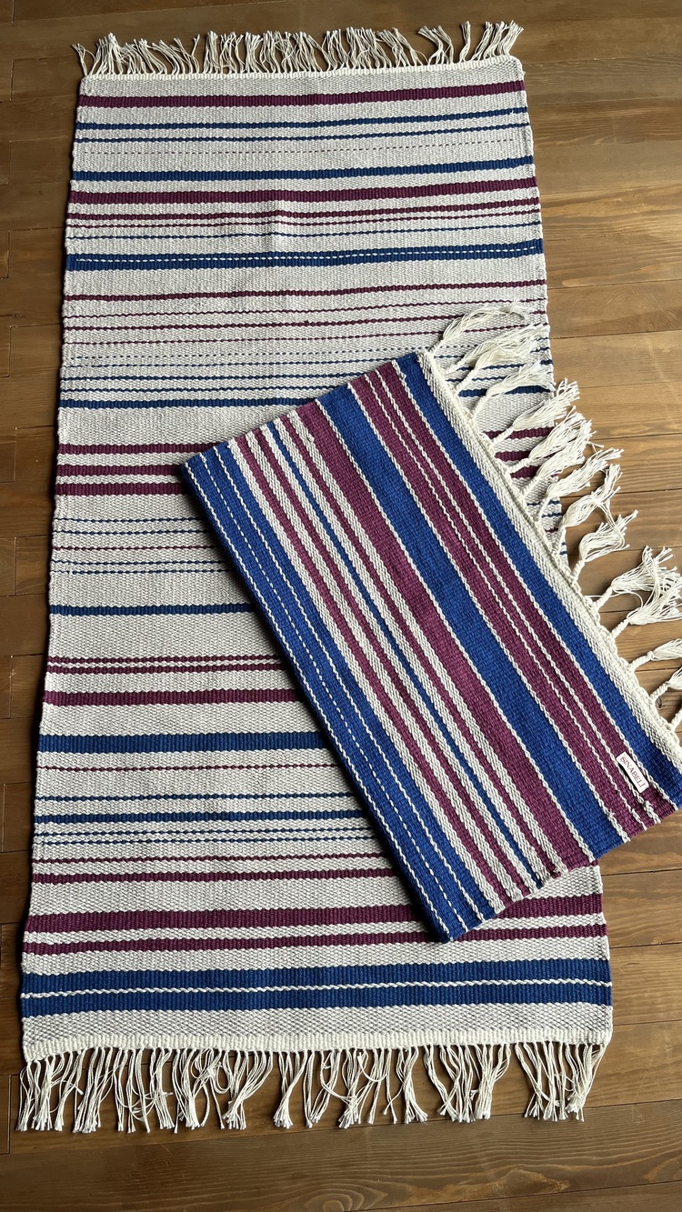 12 El Dokuma Pamuk Kilim ve Kırlent Kılıfı Seti (Hand-woven Cotton Rug & Throw Pillow Cover)