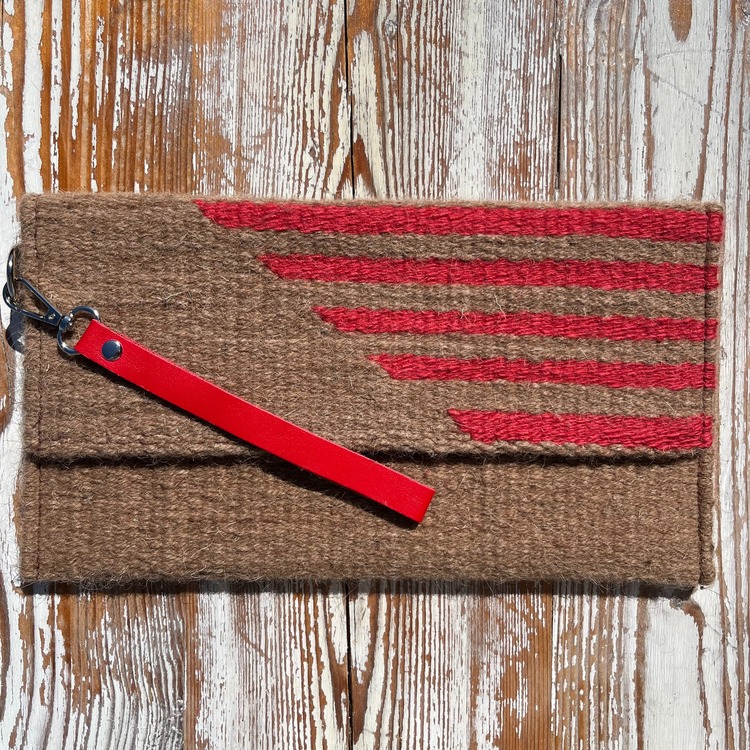 +9 renk/Çubuklu Elde Yün Dokuma Çanta (Hand-woven Wool Clutch)