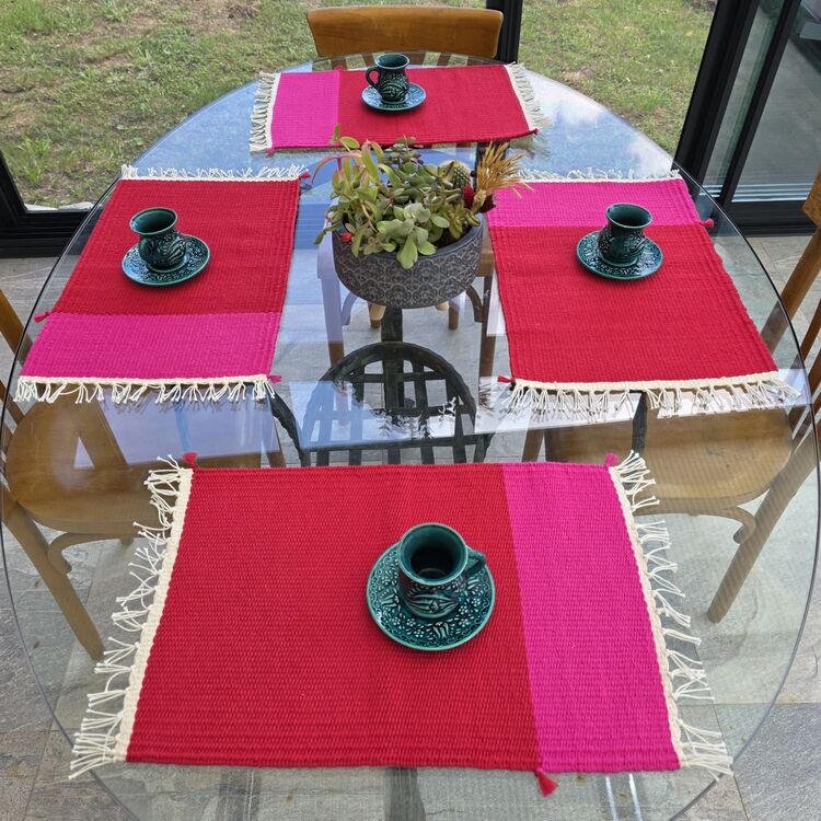 4 AL 3 ÖDE - El dokuma pamuk servis - Handwoven placemats