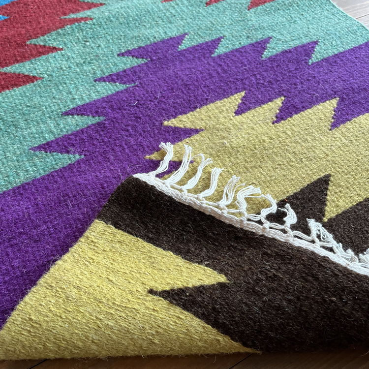 Gökkuşağı Göz El Dokuma Yün Kilim (Rainbow Eye Hand-woven Wool Kilim Rug)