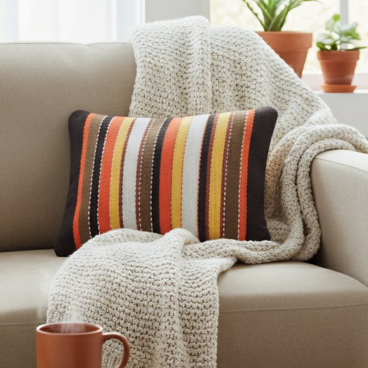 Diğer renkler için tıklayın. El Dokuma Pamuk Kırlent Kılıf (Hand-woven Cotton Pillow Cover)