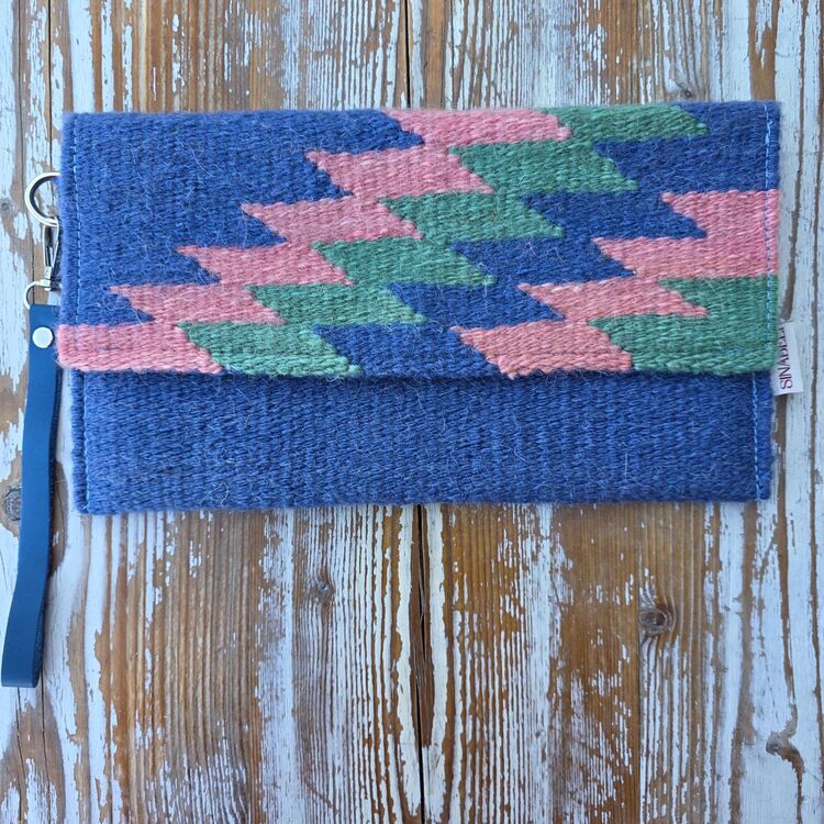 +14 renk/Basamak Elde Yün Dokuma Çanta (Hand-woven Wool Clutch)