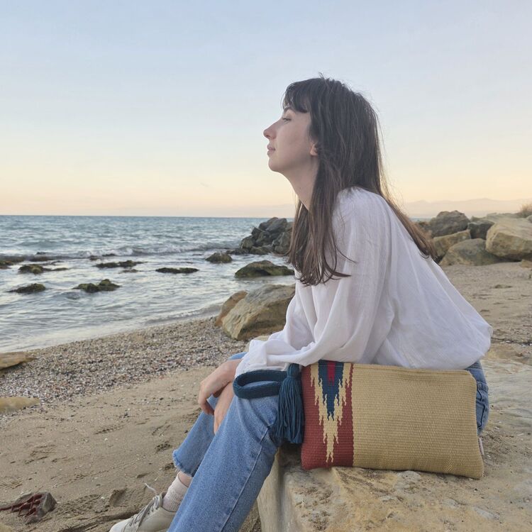 +11 renk/Çapraz el dokuma pamuk portföy çanta- Handwoven cotton clutch