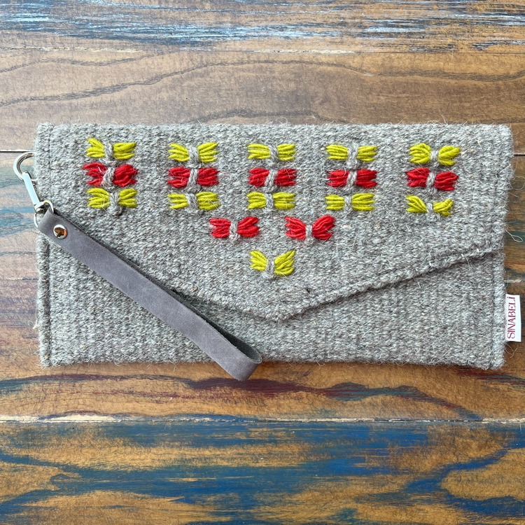 +7 renk/Kelebek Elde Yün Dokuma Çanta (Hand-woven Wool Clutch)