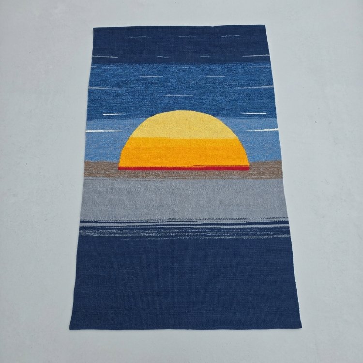 Günbatımı El Dokuma Yün Kilim (Sunset Hand-woven Wool Kilim Rug)