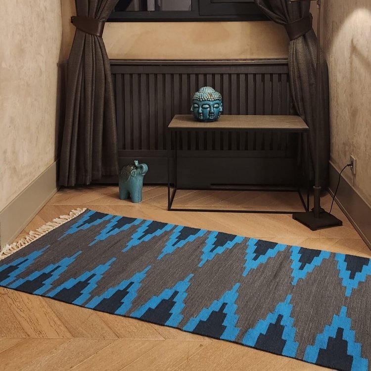 Mavi Göz El Dokuma Yün Kilim (Blue Eye Hand-woven Wool Kilim Rug) - FÇA0005