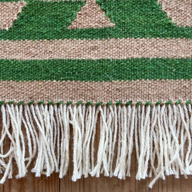 Yeşil Yıldız El Dokuma Yün Kilim (Green Star Hand-woven Wool Kilim Rug) - AMI0007